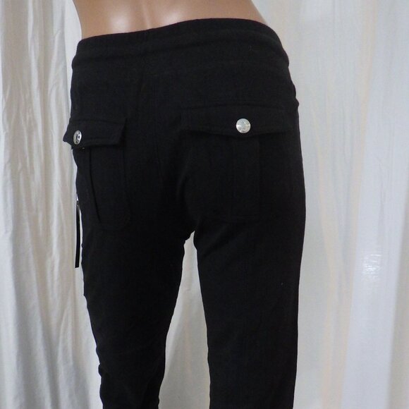 NWT BCBG sz SM MED LG XL BLK ON BLK APPLIQUE 100% COTTON 2 PIECE TRACKSUIT - Picture 8 of 16